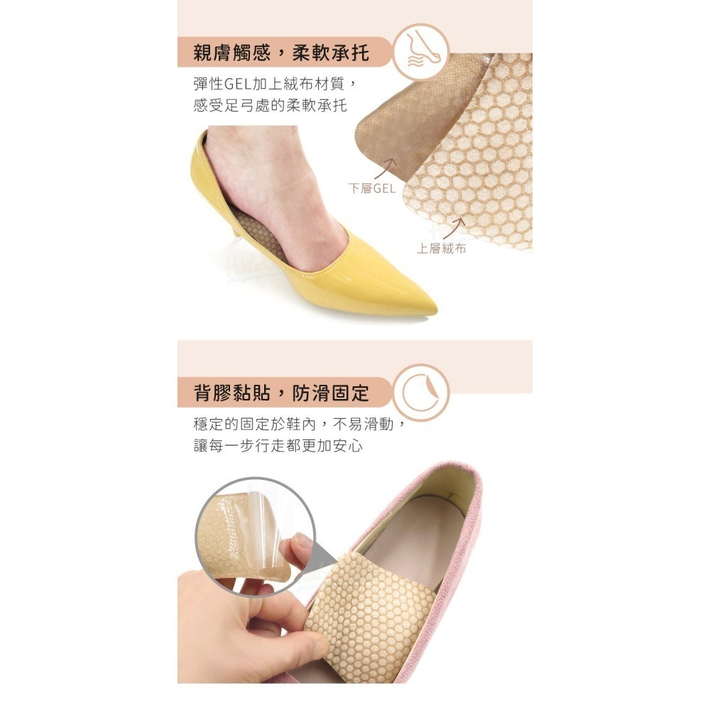 糊塗鞋匠 優質鞋材 H29 GEL蜂窩紋足弓墊 1雙 GEL足弓墊 矽膠足弓墊 腳窩墊 足心墊-細節圖7