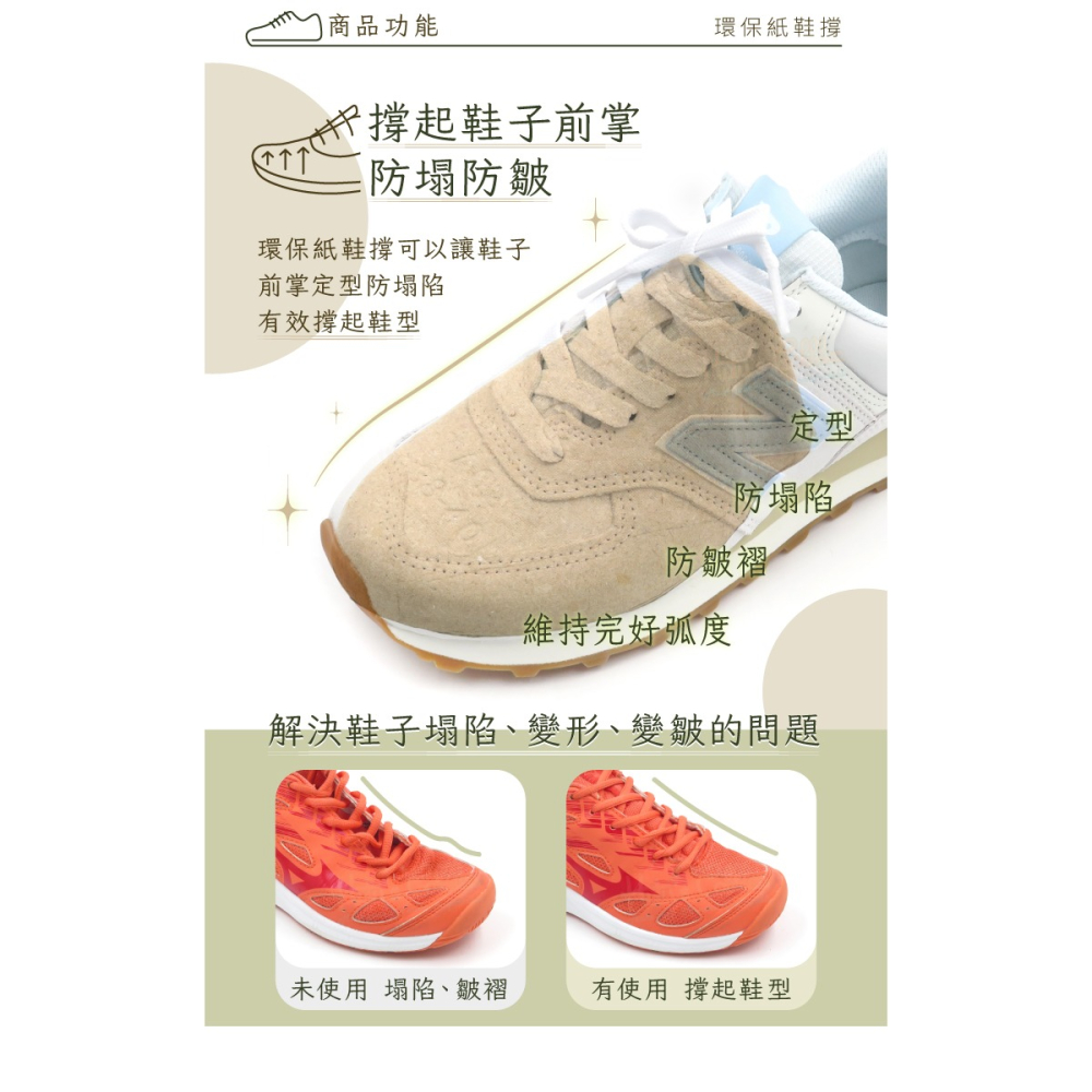 糊塗鞋匠 優質鞋材 A120 環保紙鞋撐 1雙 鞋頭定型 鞋頭防皺 鞋面防彎曲-細節圖4