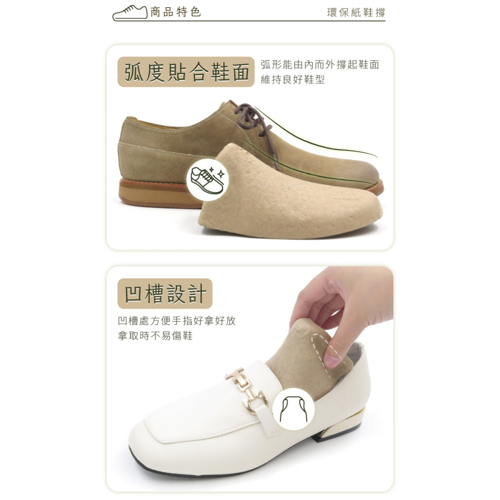 糊塗鞋匠 優質鞋材 A120 環保紙鞋撐 1雙 鞋頭定型 鞋頭防皺 鞋面防彎曲-細節圖5