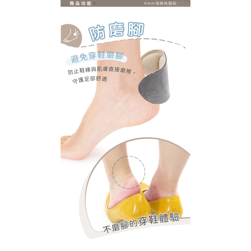 糊塗鞋匠 優質鞋材 F26 6mm海綿後跟貼 1雙 腳後跟貼 防磨調碼貼 防磨後跟貼-細節圖4