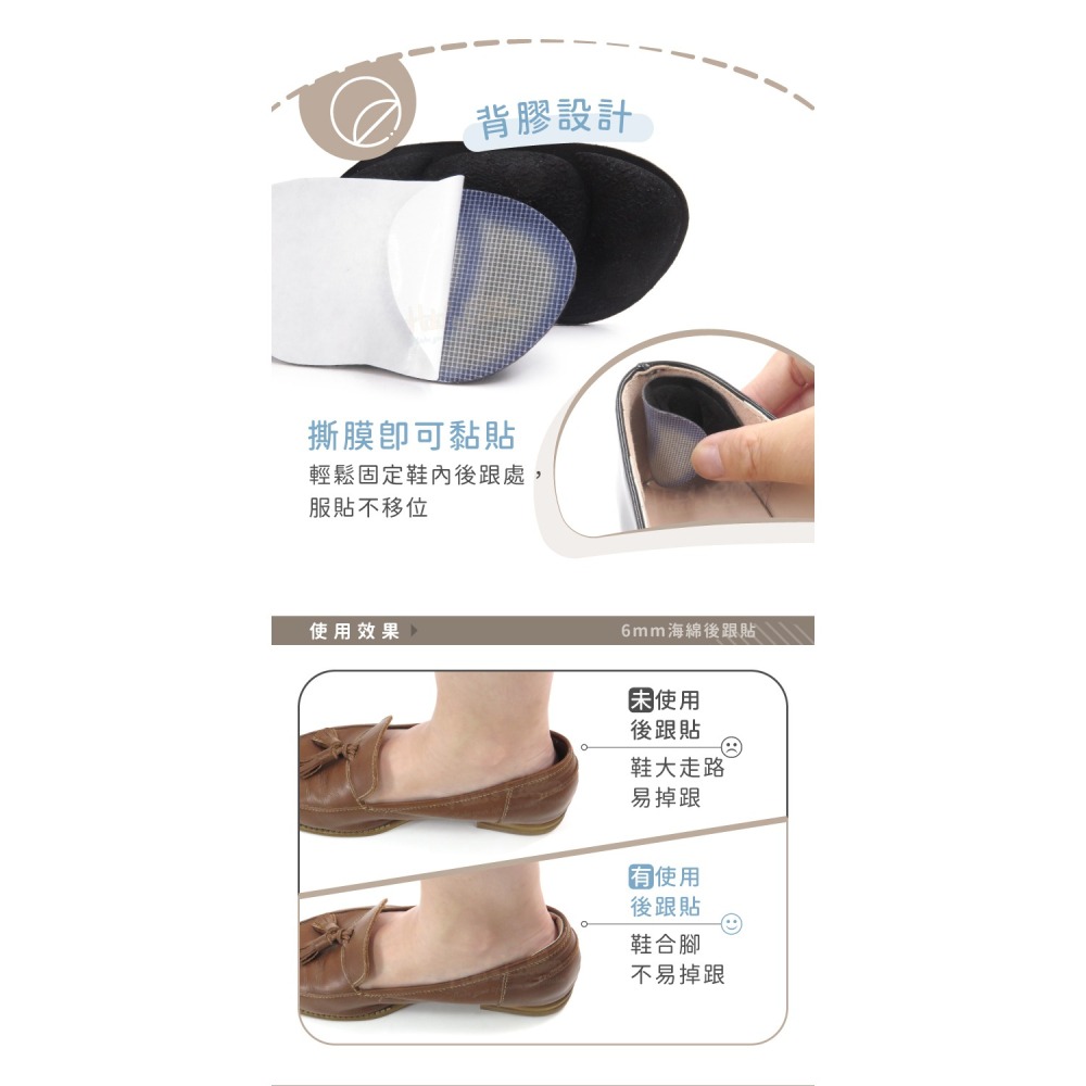 糊塗鞋匠 優質鞋材 F26 6mm海綿後跟貼 1雙 腳後跟貼 防磨調碼貼 防磨後跟貼-細節圖7