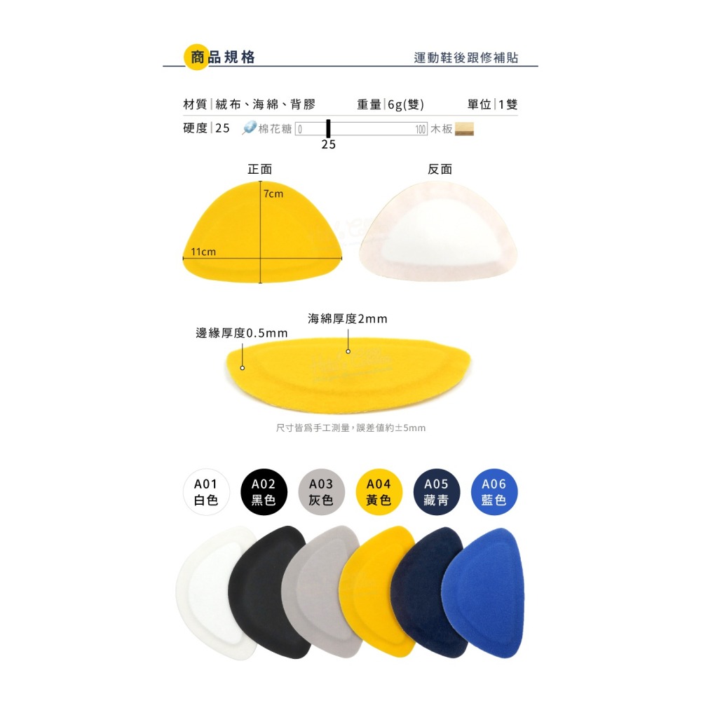 糊塗鞋匠 優質鞋材 G124 運動鞋後跟修補貼 1雙 運動鞋修補貼 補鞋貼 後跟貼 後跟修補貼-細節圖3