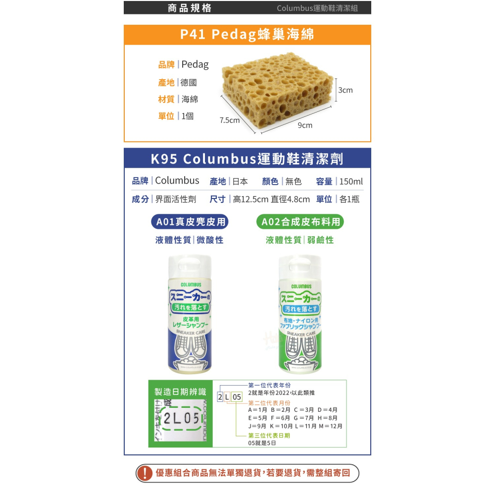 糊塗鞋匠 優質鞋材 V04 日本Columbus運動鞋清潔組 1組  萬用清潔液 運動鞋清潔液 帆布鞋清潔液 蜂巢海綿-細節圖3