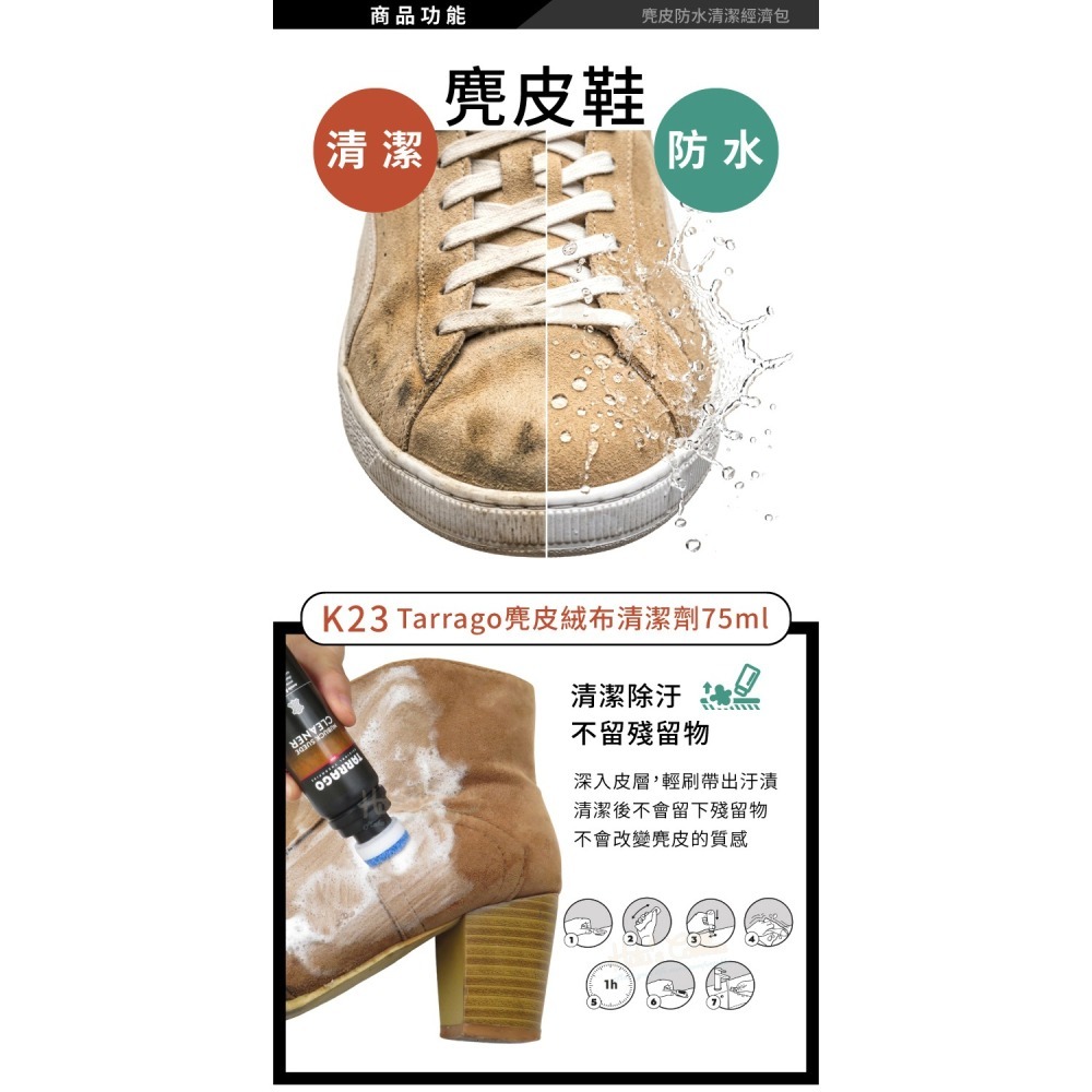 糊塗鞋匠 優質鞋材 V03 麂皮防水清潔經濟包 1組 麂皮刷 麂皮防霉清潔劑 麂皮橡膠刷-細節圖4