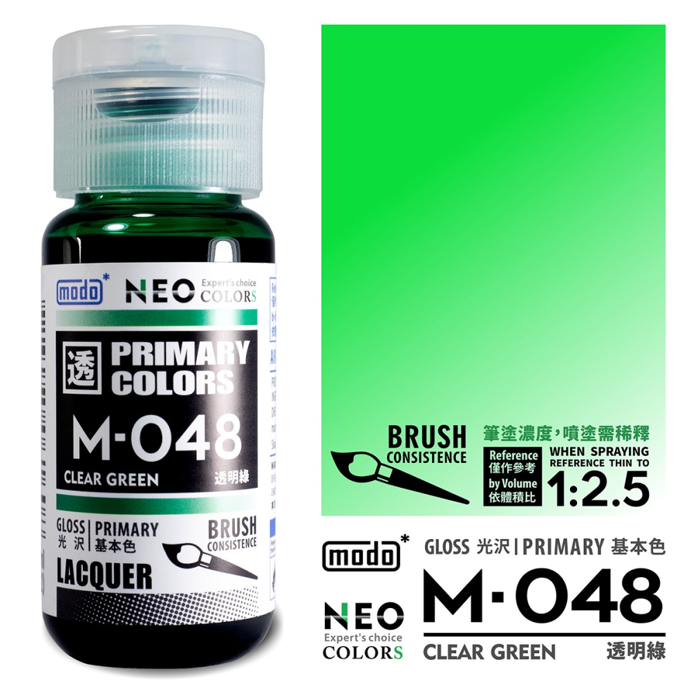 【modo摩多製造】NEO M-048  M048modo透明綠/30ML/模型漆｜官方賣場-細節圖2