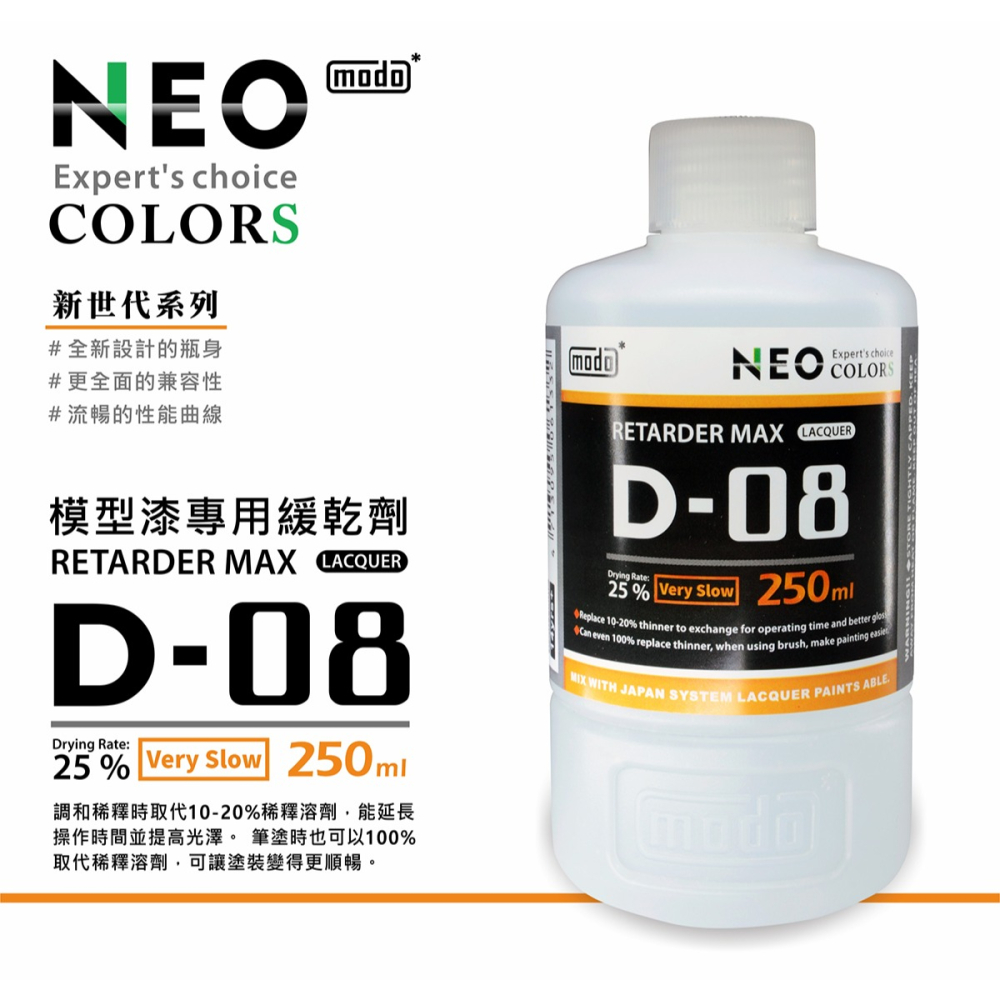 【modo摩多製造所】NEO D08 D-08模型漆專用緩乾劑/250ML｜官方賣場-細節圖2