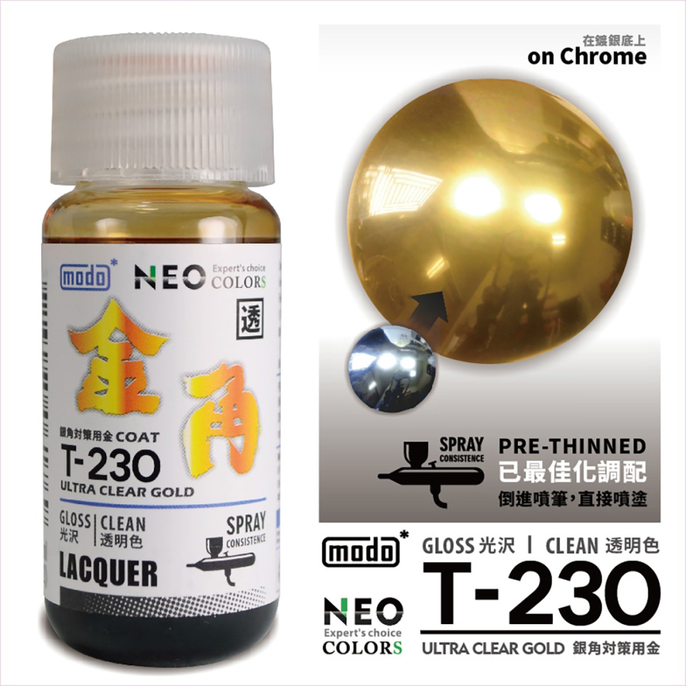 【modo摩多製造所】NEO T-230 T230 「金角」-銀角對策用金COAT(單售)/30ML/模型漆｜官方賣場-細節圖2