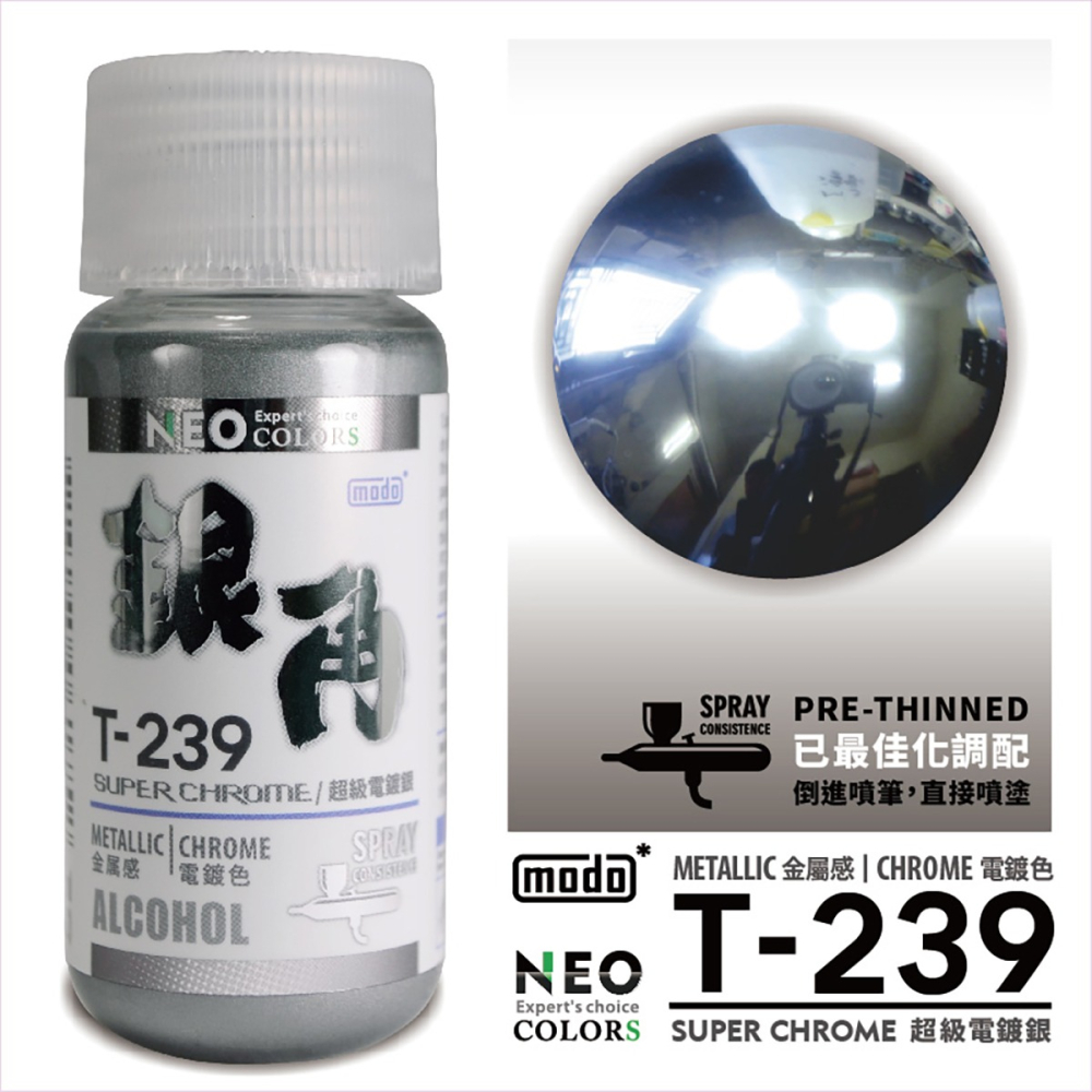 【modo摩多製造所】NEO T-239 T239 「銀角」超級電鍍銀(單售)/30ML/模型漆｜官方賣場-細節圖2