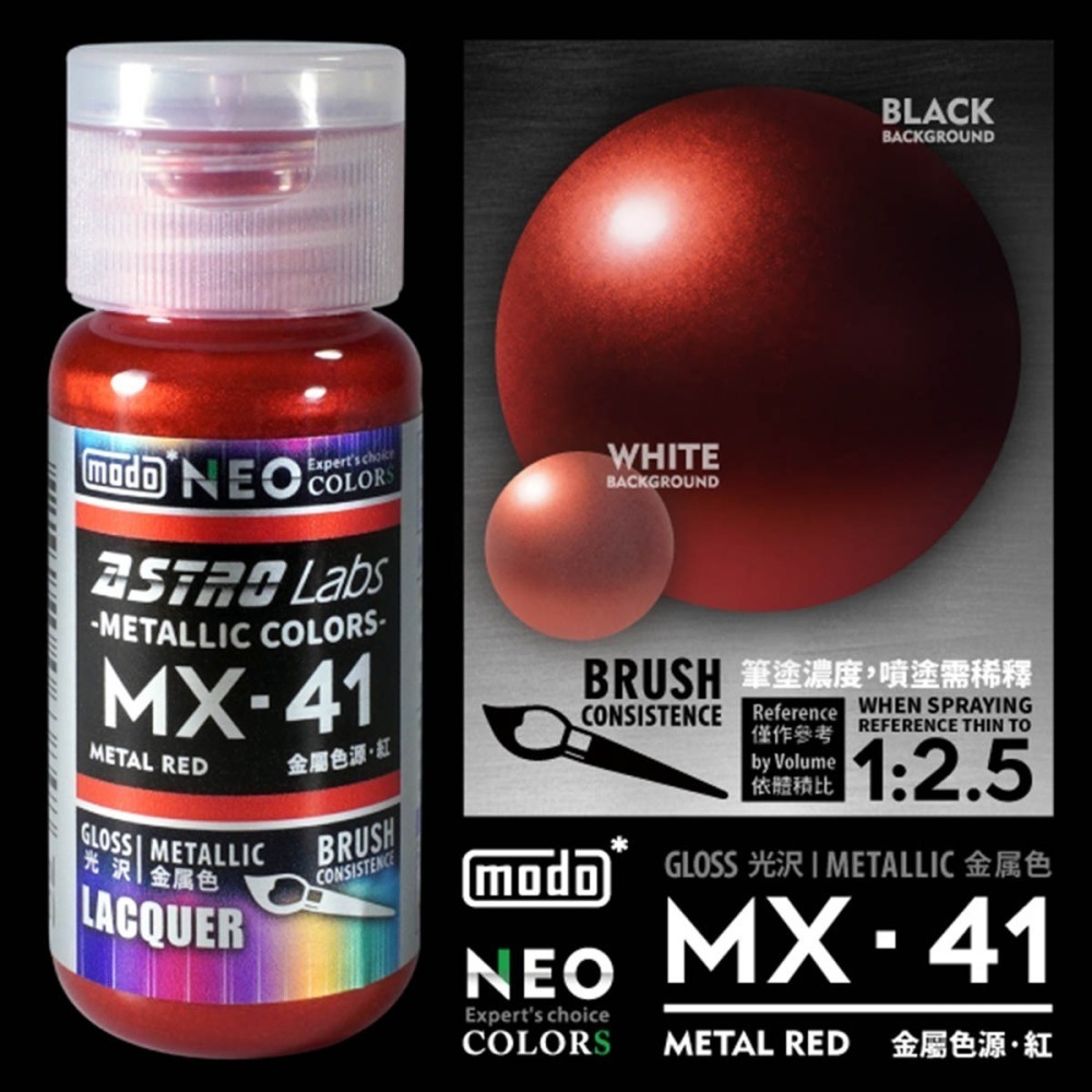 【modo摩多製造所】我的百搭金屬實驗室 NEO MX-41 MX41/紅/30ml/模型漆｜官方賣場-細節圖3