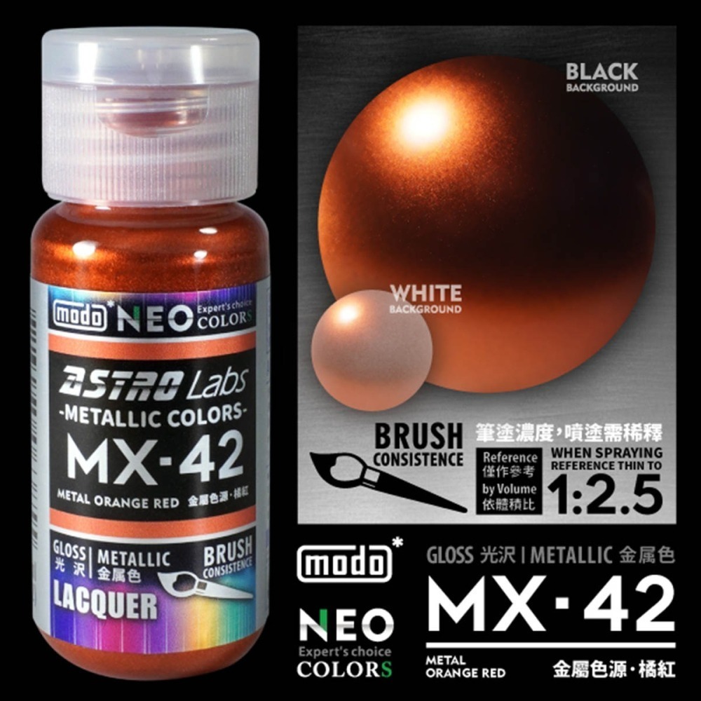 【modo摩多製造所】我的百搭金屬實驗室 NEO MX-42 MX42/橘紅/30ml/模型漆｜官方賣場-細節圖3