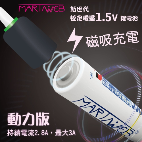 磁吸式 USB充電電池 大電流 3號/4號充電電池 1.5v恆壓鋰電池