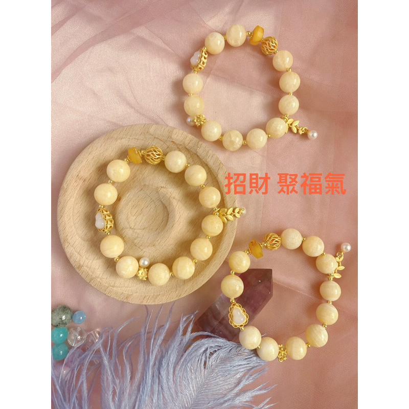 天然緬黃玉設計款手鍊12mm招財聚福避邪擋煞-細節圖2