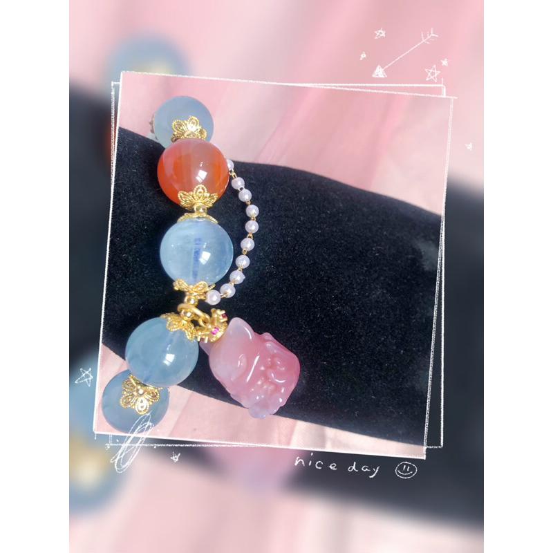 獨家設計👑款大咪數海藍寶鹽源瑪瑙九尾狐天然水晶瑪瑙招財旺桃花-細節圖4