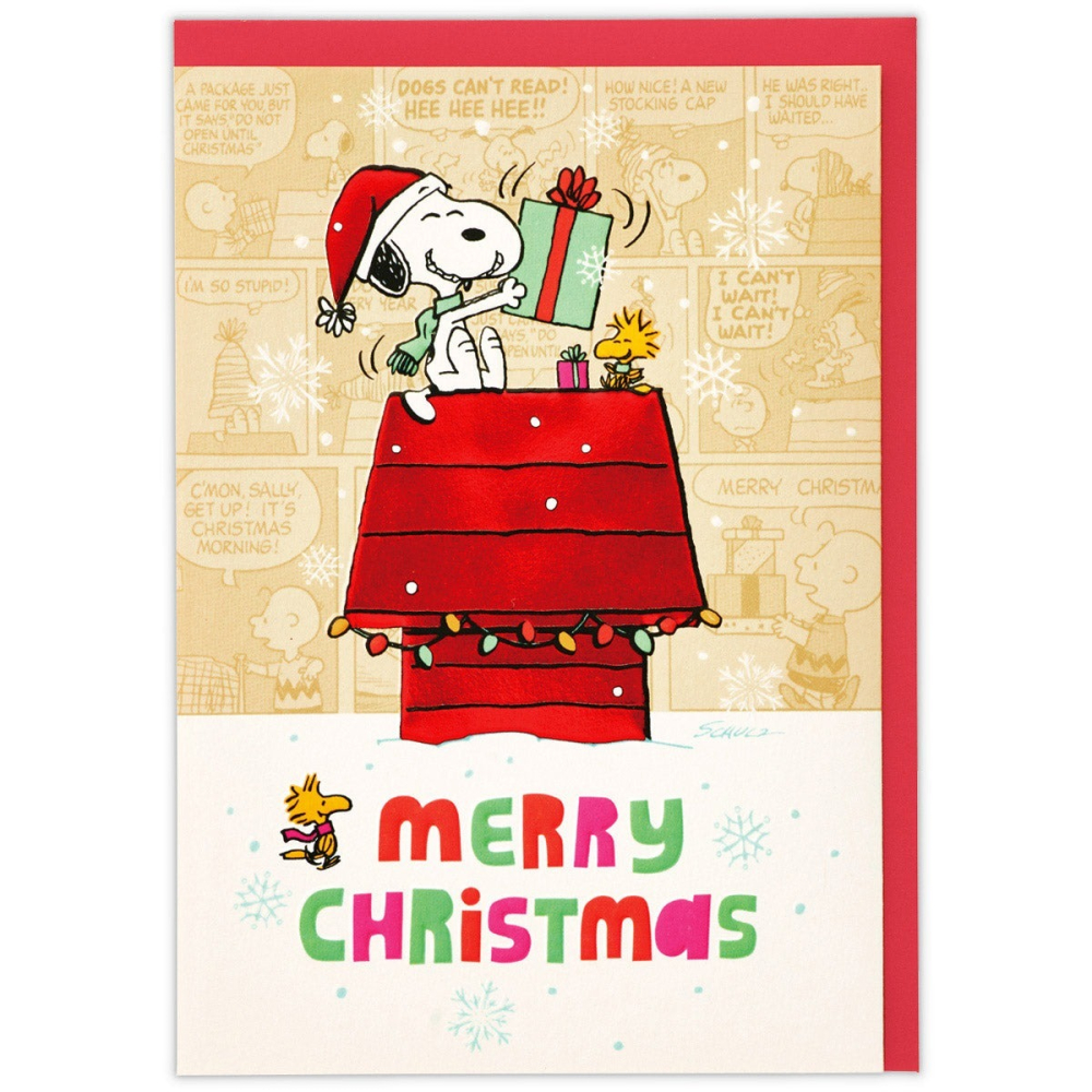 【莫莫日貨】hallmark 日本原裝進口 正版 史努比 Snoopy 燙金 聖誕卡 聖誕卡片 26956-細節圖2