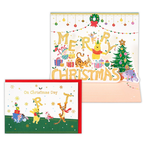 【莫莫日貨】hallmark 日本原裝進口 正版 迪士尼 小熊維尼 維尼 燙金立體 聖誕卡 聖誕卡片 26567