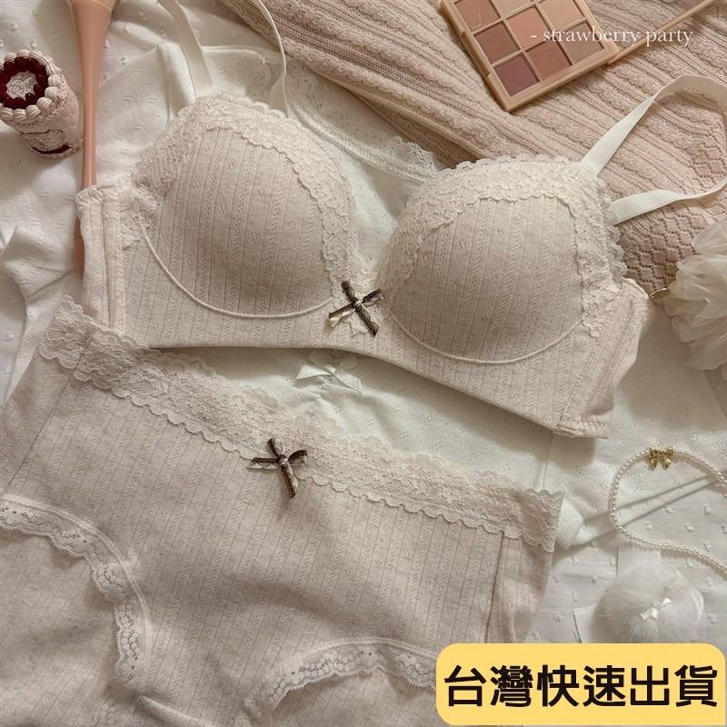 內衣女甜美蕾絲邊碎花套裝小胸聚攏防下垂舒適透氣無鋼圈文胸罩-細節圖7