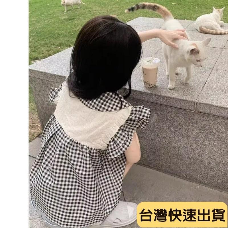 🔥麒麟優選🔥超好看娃娃衫 日係格子女款短袖設計感小衆娃娃衫法式小飛袖上衣夏季小清新-細節圖4