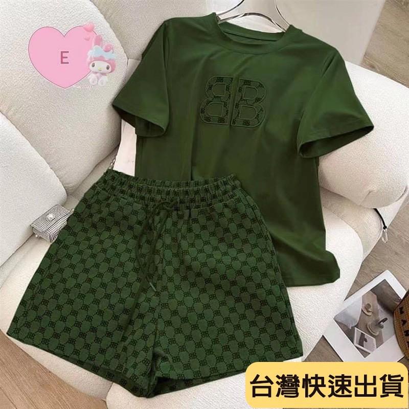 2026新款夏季新款韓國休閒套裝女刺繡短袖短褲兩件套-細節圖4