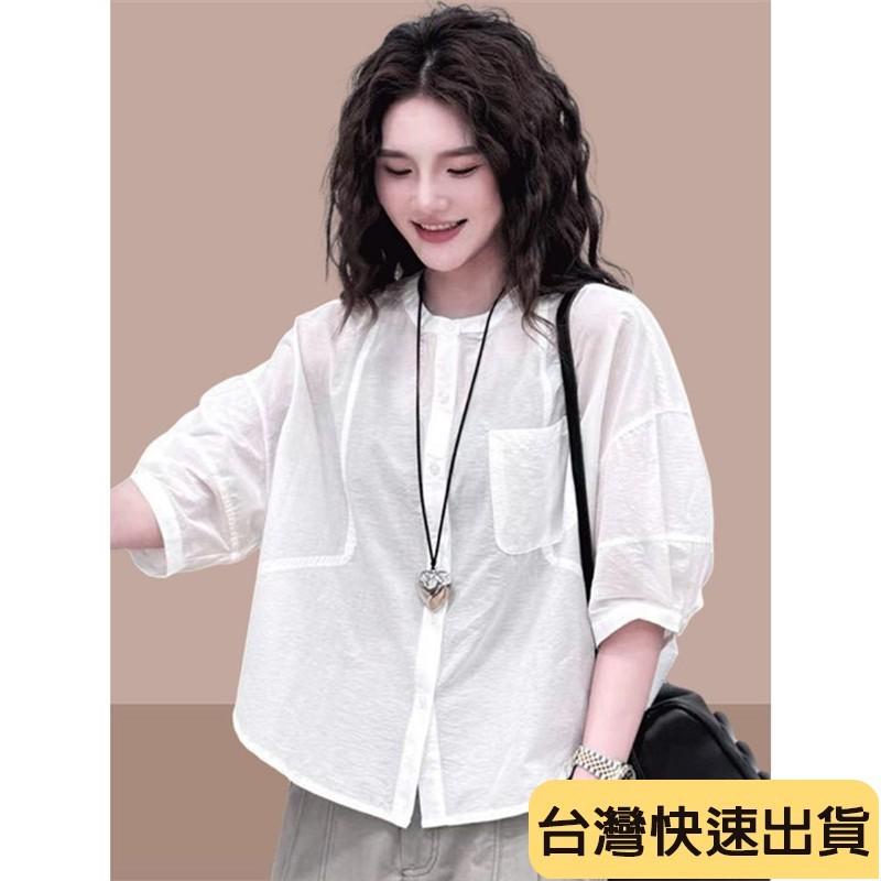 🔥麒麟優選🔥超好看短袖 夏季新款 女士 輕薄雪紡衫 短袖 爆款 時尚洋氣 寬鬆顯瘦 上衣-細節圖3