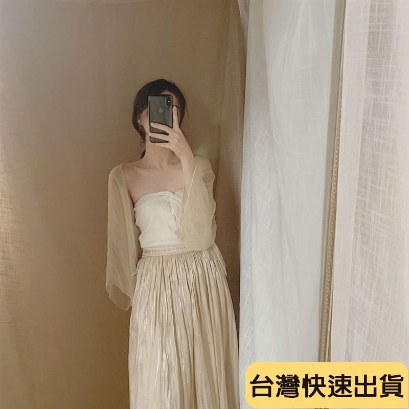 🔥麒麟優選🔥防曬衣女溫柔小僊女超薄外搭 開衫寬鬆短款雪紡小披肩35-65KG可選-細節圖3