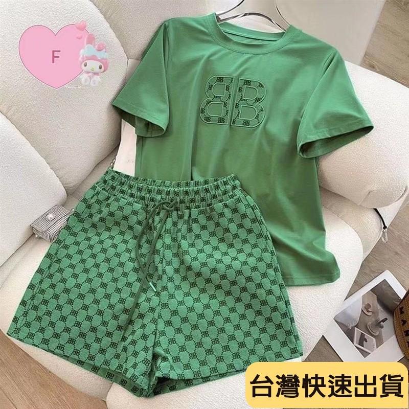 2026新款夏季新款韓國休閒套裝女刺繡短袖短褲兩件套-細節圖3
