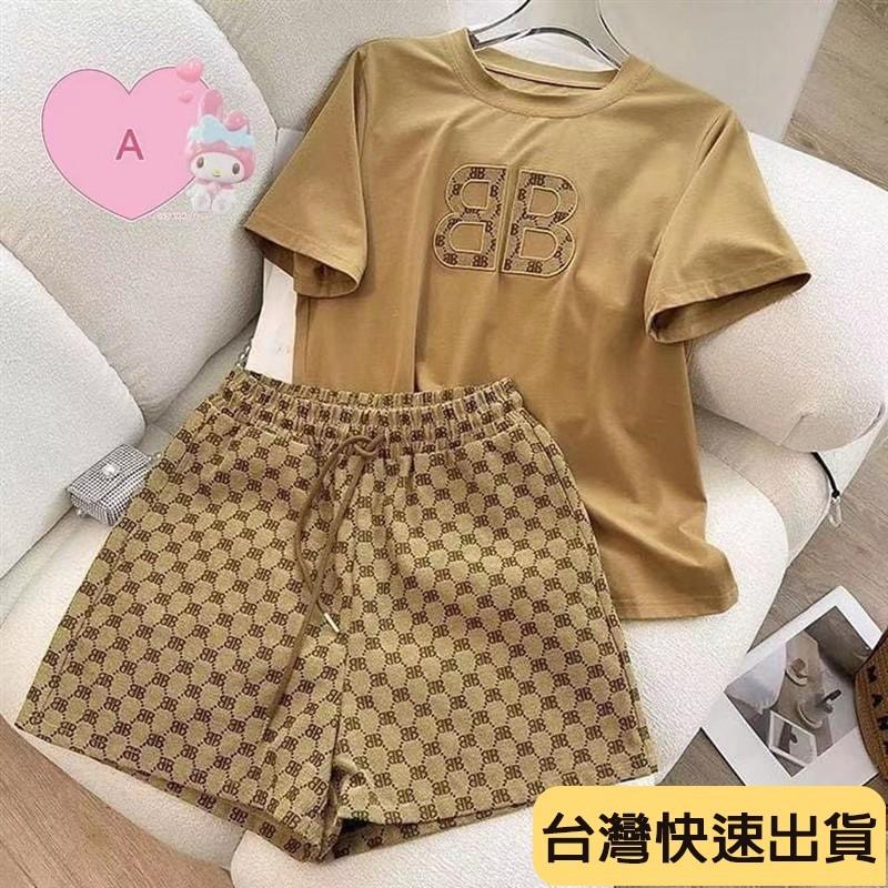 2026新款夏季新款韓國休閒套裝女刺繡短袖短褲兩件套-細節圖6