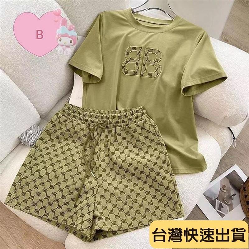 2026新款夏季新款韓國休閒套裝女刺繡短袖短褲兩件套-細節圖7