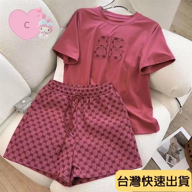 2026新款夏季新款韓國休閒套裝女刺繡短袖短褲兩件套-細節圖8