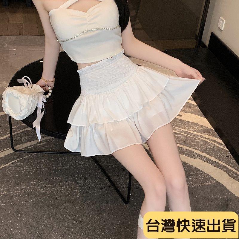 🔥麒麟優選🔥超好看半身裙 帶安全褲半身裙女夏季新款高腰顯瘦蛋糕裙芭蕾風蓬蓬裙百褶短裙子-細節圖2