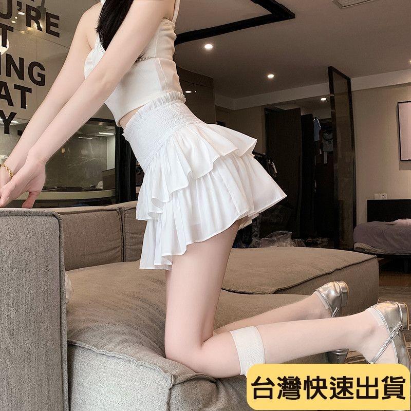 🔥麒麟優選🔥超好看半身裙 帶安全褲半身裙女夏季新款高腰顯瘦蛋糕裙芭蕾風蓬蓬裙百褶短裙子-細節圖3