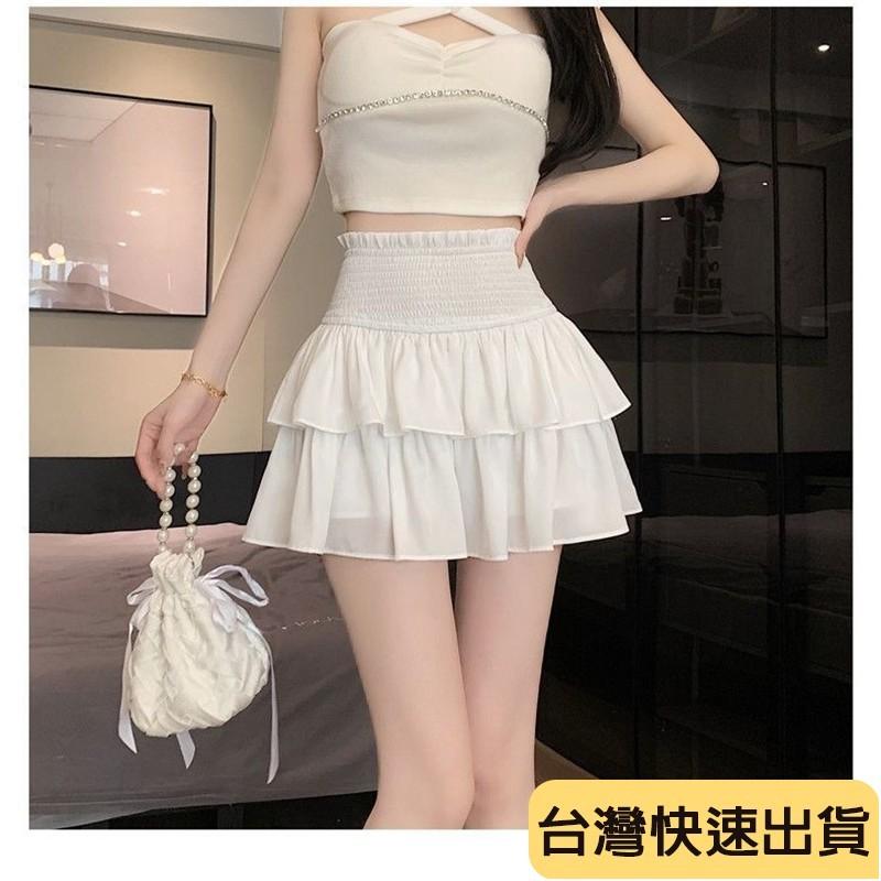 🔥麒麟優選🔥超好看半身裙 帶安全褲半身裙女夏季新款高腰顯瘦蛋糕裙芭蕾風蓬蓬裙百褶短裙子-細節圖7