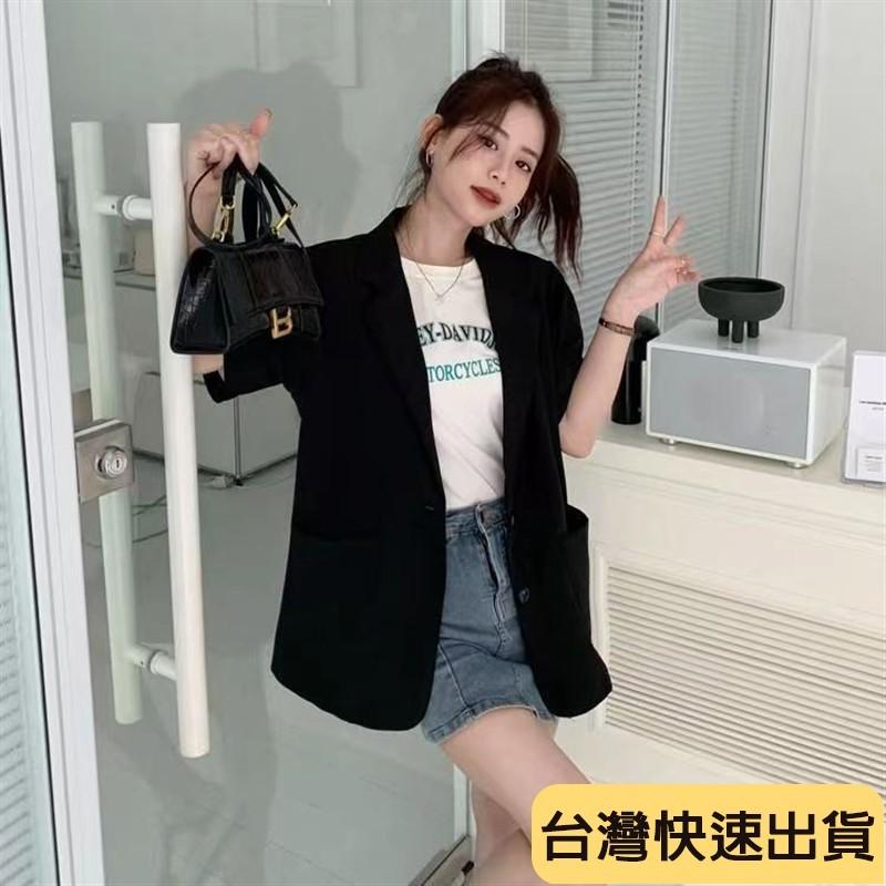 🔥麒麟優選🔥超好看短袖西裝 短袖西裝款女夏季今年流行小衆休閒百搭小西服短袖上衣潮-細節圖6