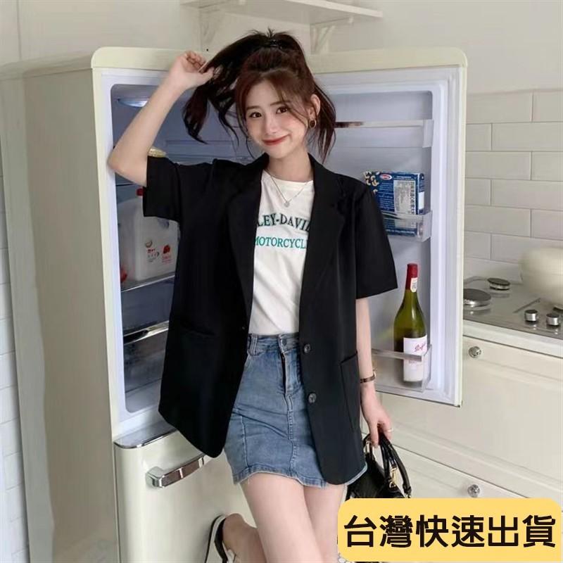 🔥麒麟優選🔥超好看短袖西裝 短袖西裝款女夏季今年流行小衆休閒百搭小西服短袖上衣潮-細節圖8