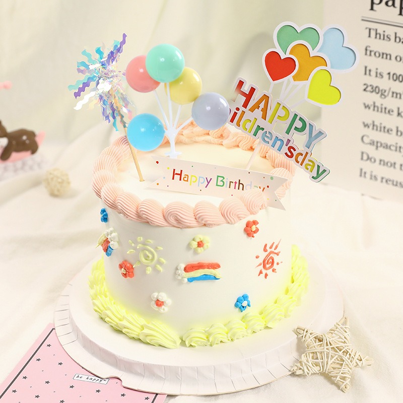 [Hare.D]現貨 氣球串 插牌 五彩氣球 氣球蛋糕插 生日蛋糕 慶生 派對 生日布置 蛋糕裝飾 party 擺設-細節圖2