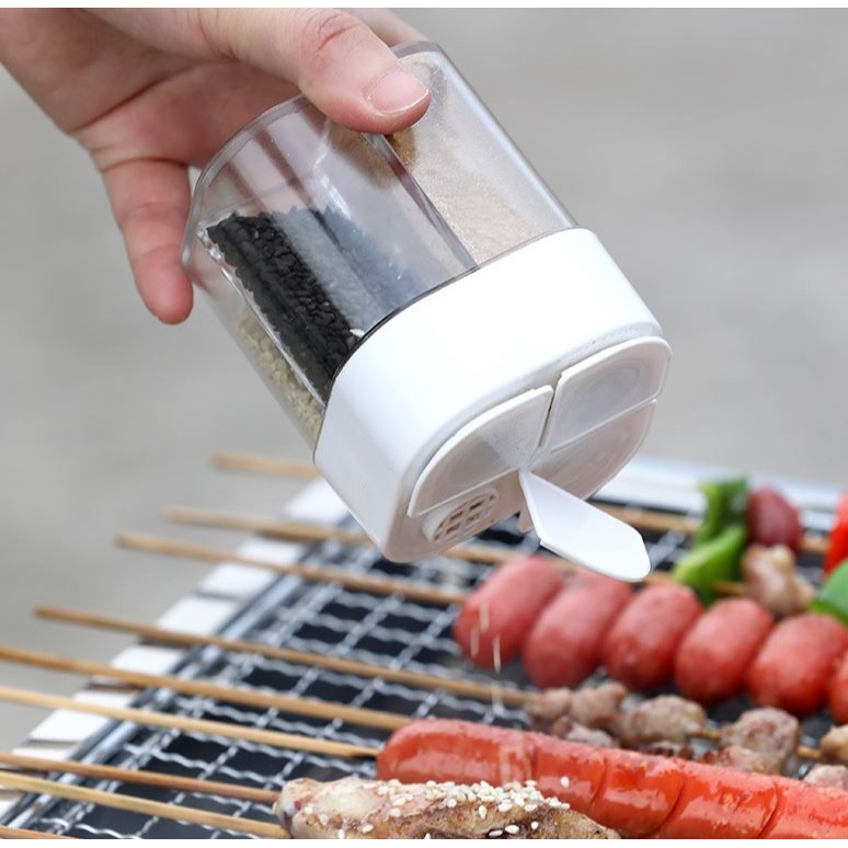 [Hare.D]現貨 四合一調味罐 露營 烤肉 戶外 燒烤調料罐 四格 方便攜帶 透明 調味盒-細節圖9