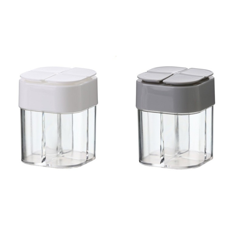 [Hare.D]現貨 四合一調味罐 露營 烤肉 戶外 燒烤調料罐 四格 方便攜帶 透明 調味盒-細節圖10