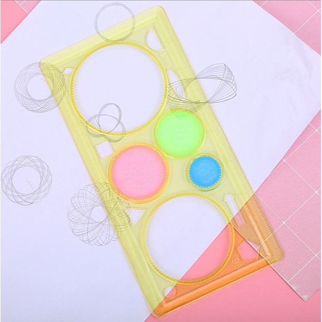 [Hare.D]現貨 萬花尺套組 文具 兒童 繪畫 美術 萬花尺 模板尺 螺旋 曲線 畫畫尺 齒輪尺 DIY-細節圖2