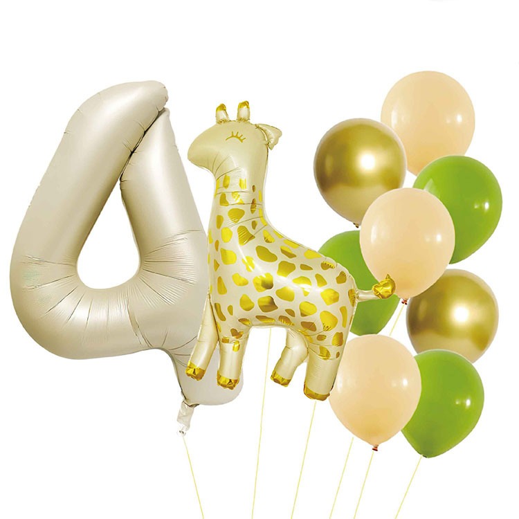 [Hare.D]現貨 奶白色 小鹿 數字氣球 生日 慶生 周歲 卡通動物 套裝氣球 生日派對 婚慶紀念 佈置 氣球-細節圖4