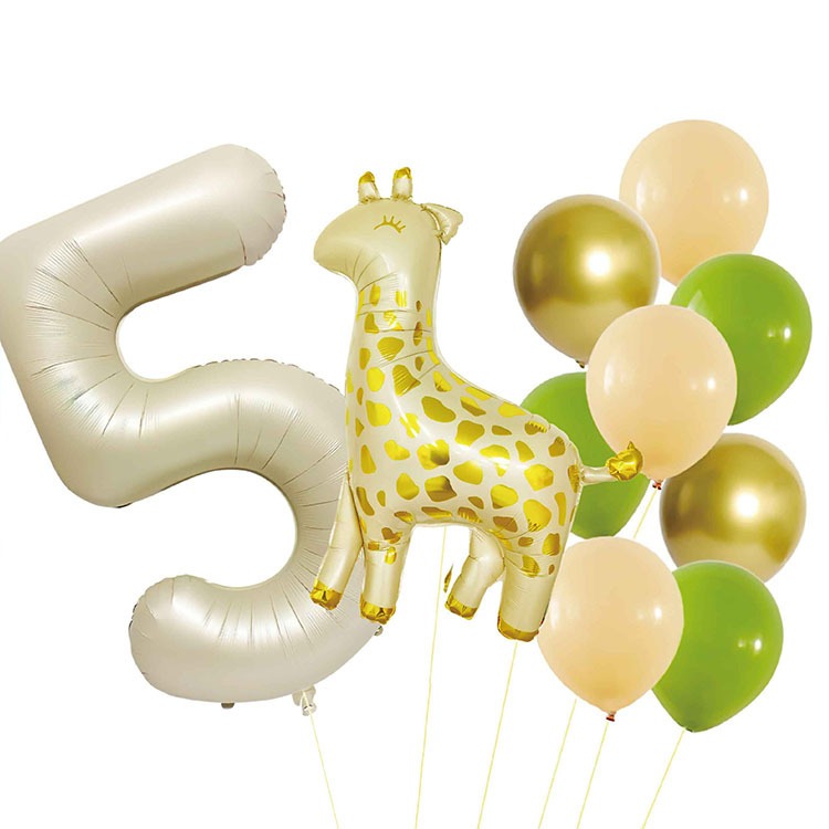 [Hare.D]現貨 奶白色 小鹿 數字氣球 生日 慶生 周歲 卡通動物 套裝氣球 生日派對 婚慶紀念 佈置 氣球-細節圖5