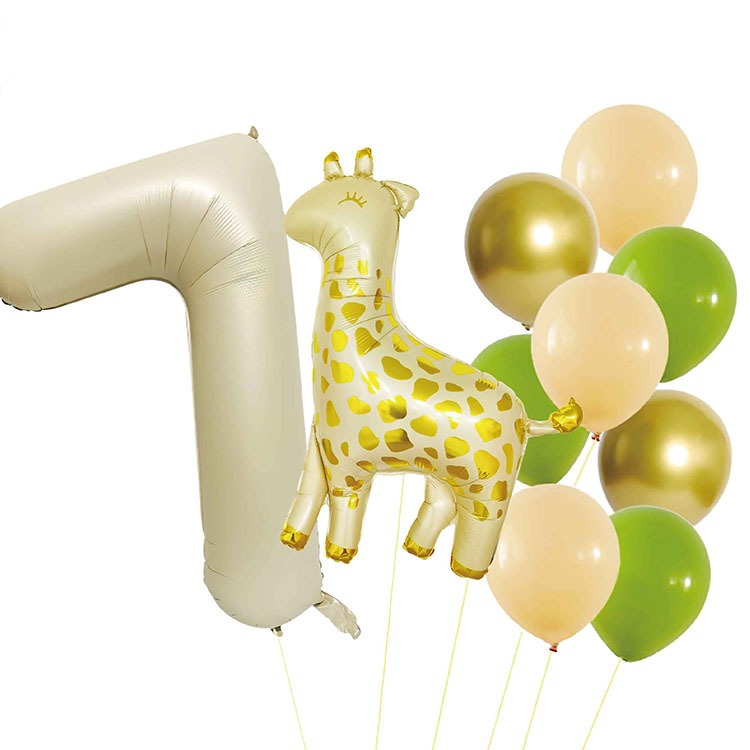 [Hare.D]現貨 奶白色 小鹿 數字氣球 生日 慶生 周歲 卡通動物 套裝氣球 生日派對 婚慶紀念 佈置 氣球-細節圖7