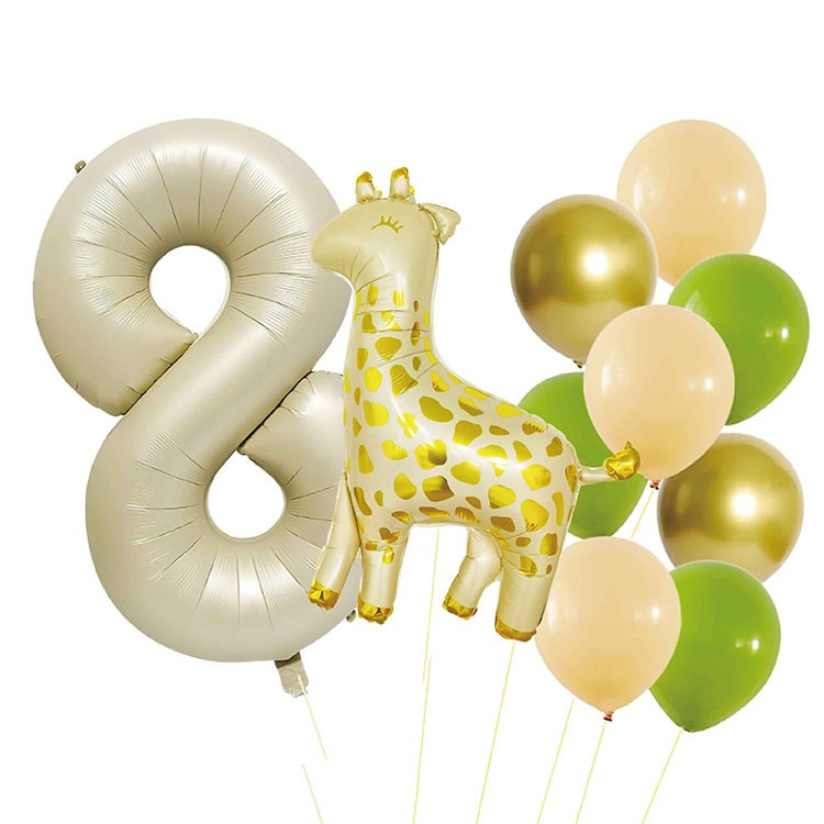 [Hare.D]現貨 奶白色 小鹿 數字氣球 生日 慶生 周歲 卡通動物 套裝氣球 生日派對 婚慶紀念 佈置 氣球-細節圖8