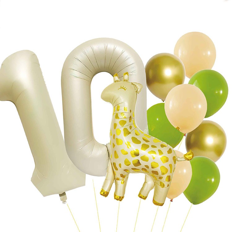 [Hare.D]現貨 奶白色 小鹿 數字氣球 生日 慶生 周歲 卡通動物 套裝氣球 生日派對 婚慶紀念 佈置 氣球-細節圖10