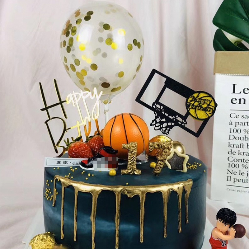 [Hare.D]現貨 迷你籃球 籃框架 蛋糕擺件 蛋糕裝飾 烘培裝飾 灌籃高手 籃球 主題蛋糕-細節圖2