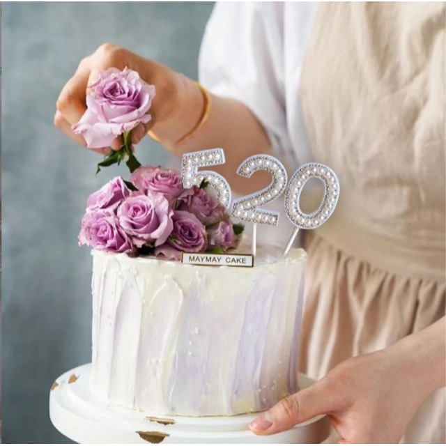 [Hare.D]現貨 情人節 數字 珍珠字母 插牌 BABY LOVE 520 蛋糕插牌 蛋糕裝飾 慶生 節日 烘培裝飾-細節圖2