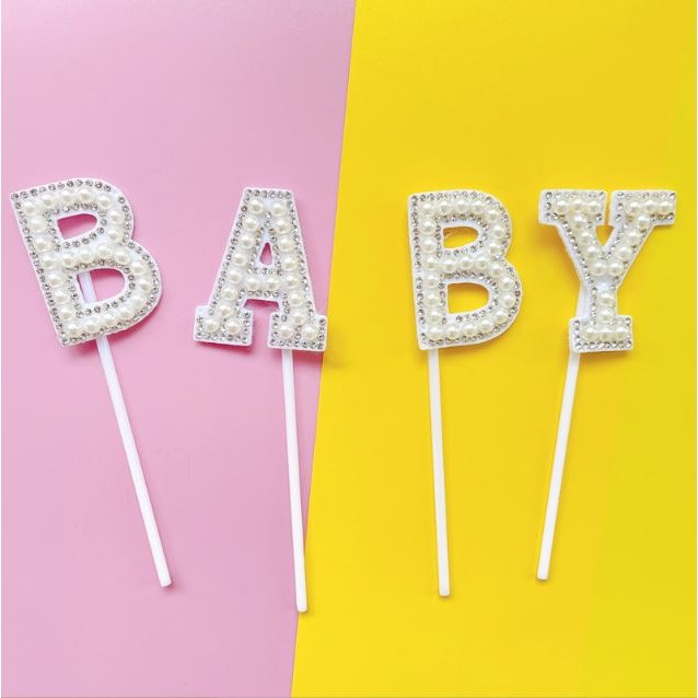 [Hare.D]現貨 情人節 數字 珍珠字母 插牌 BABY LOVE 520 蛋糕插牌 蛋糕裝飾 慶生 節日 烘培裝飾-細節圖4