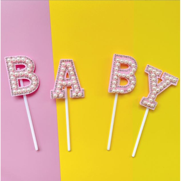 [Hare.D]現貨 情人節 數字 珍珠字母 插牌 BABY LOVE 520 蛋糕插牌 蛋糕裝飾 慶生 節日 烘培裝飾-細節圖5