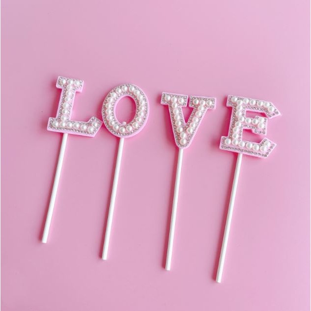 [Hare.D]現貨 情人節 數字 珍珠字母 插牌 BABY LOVE 520 蛋糕插牌 蛋糕裝飾 慶生 節日 烘培裝飾-細節圖7