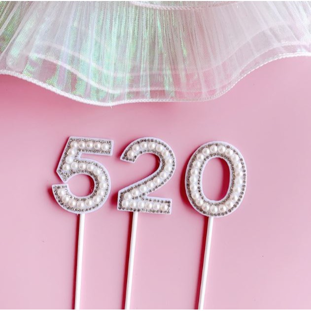 [Hare.D]現貨 情人節 數字 珍珠字母 插牌 BABY LOVE 520 蛋糕插牌 蛋糕裝飾 慶生 節日 烘培裝飾-細節圖8