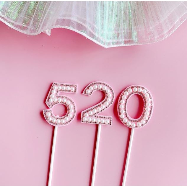 [Hare.D]現貨 情人節 數字 珍珠字母 插牌 BABY LOVE 520 蛋糕插牌 蛋糕裝飾 慶生 節日 烘培裝飾-細節圖9
