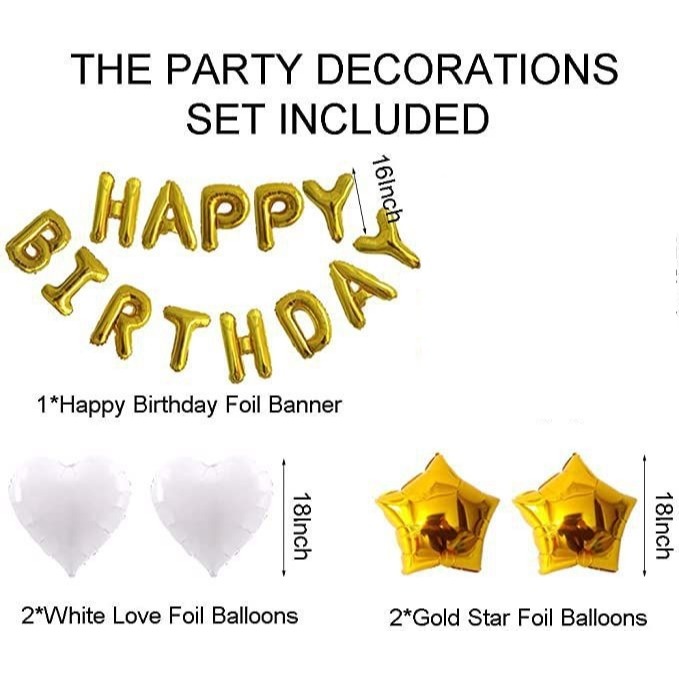 [Hare.D]現貨 白色金色 生日氣球套組 場地佈置 節慶 慶生 生日 主題 派對 氣球佈置 活動背景牆-細節圖3